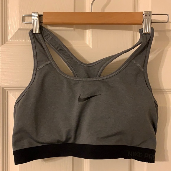 Nike dri fit sports bra in gray and black - Picture 1 of 3